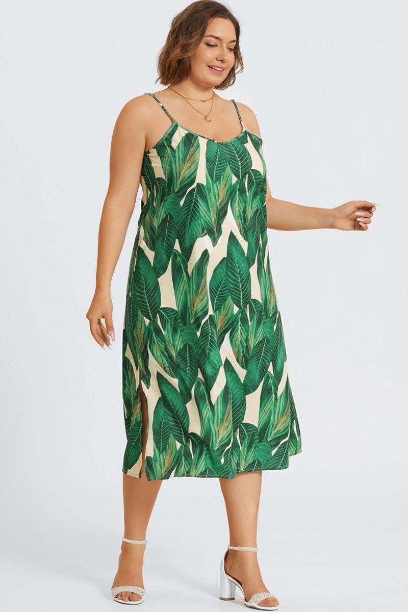 Plus Size Tropical Print Cami Maxi Dress 6 Plus Size Tropical Print Cami Maxi Dress - Image 6