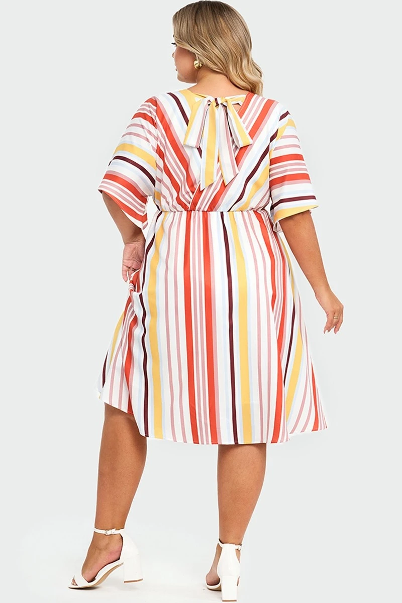 V-Neck Color Striped Dolman Sleeve Maxi Dress 2 V-Neck Color Striped Dolman Sleeve Maxi Dress - Image 2