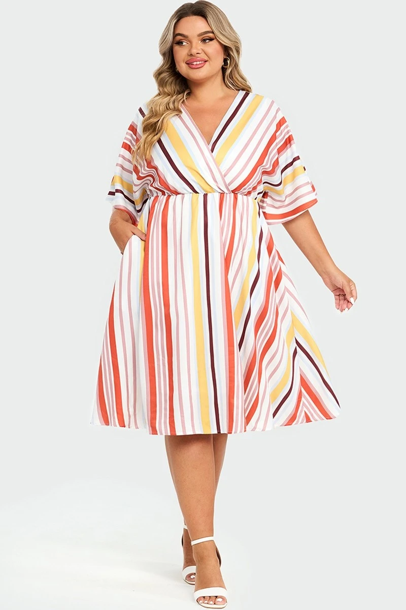 V-Neck Color Striped Dolman Sleeve Maxi Dress 5 V-Neck Color Striped Dolman Sleeve Maxi Dress - Image 5
