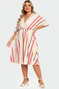 V-Neck Color Striped Dolman Sleeve Maxi Dress 11 V-Neck Color Striped Dolman Sleeve Maxi Dress -Trendy Bikini Set Sales Store c sd430001 6