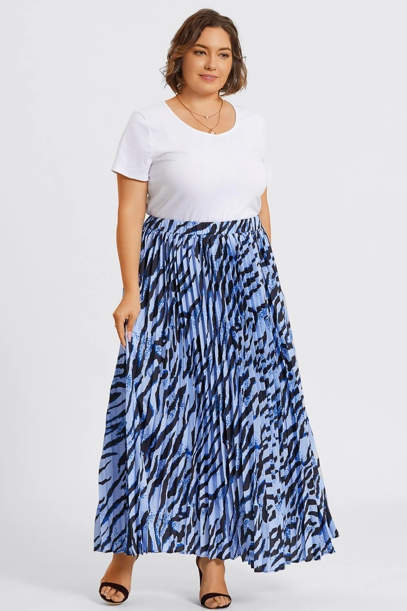 Zebra Print Flowing Crinkled Elastic Waist Long Skirt 4 Zebra Print Flowing Crinkled Elastic Waist Long Skirt - Image 4