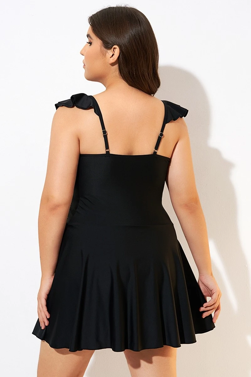 Ruffle Swimsuit Tie Knot Front Ruched Vintage Swimdress 2 Ruffle Swimsuit Tie Knot Front Ruched Vintage Swimdress - Image 2