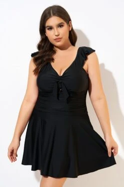 Ruffle Swimsuit Tie Knot Front Ruched Vintage Swimdress 8 Ruffle Swimsuit Tie Knot Front Ruched Vintage Swimdress -Trendy Bikini Set Sales Store dsc00593