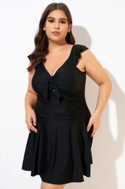 Ruffle Swimsuit Tie Knot Front Ruched Vintage Swimdress 9 Ruffle Swimsuit Tie Knot Front Ruched Vintage Swimdress -Trendy Bikini Set Sales Store dsc00594