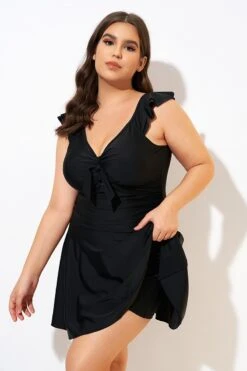 Ruffle Swimsuit Tie Knot Front Ruched Vintage Swimdress 10 Ruffle Swimsuit Tie Knot Front Ruched Vintage Swimdress -Trendy Bikini Set Sales Store dsc00599