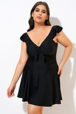 Ruffle Swimsuit Tie Knot Front Ruched Vintage Swimdress 11 Ruffle Swimsuit Tie Knot Front Ruched Vintage Swimdress -Trendy Bikini Set Sales Store dsc00617