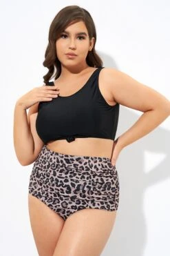 Black Wide Strap Knot Front Bikini Top