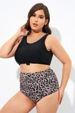 Black Wide Strap Knot Front Bikini Top -Trendy Bikini Set Sales Store dsc07126