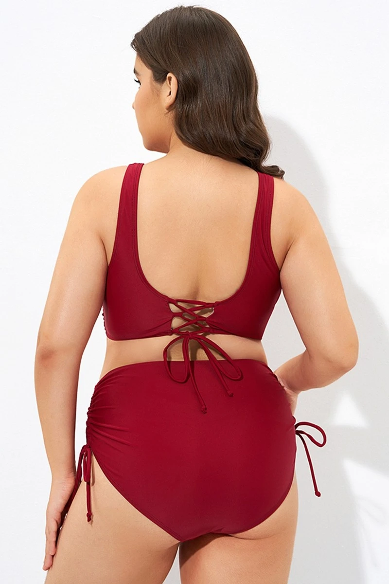 Red Twist Front Cross Back&Front Bikini Top 2 Red Twist Front Cross Back&Front Bikini Top - Image 2