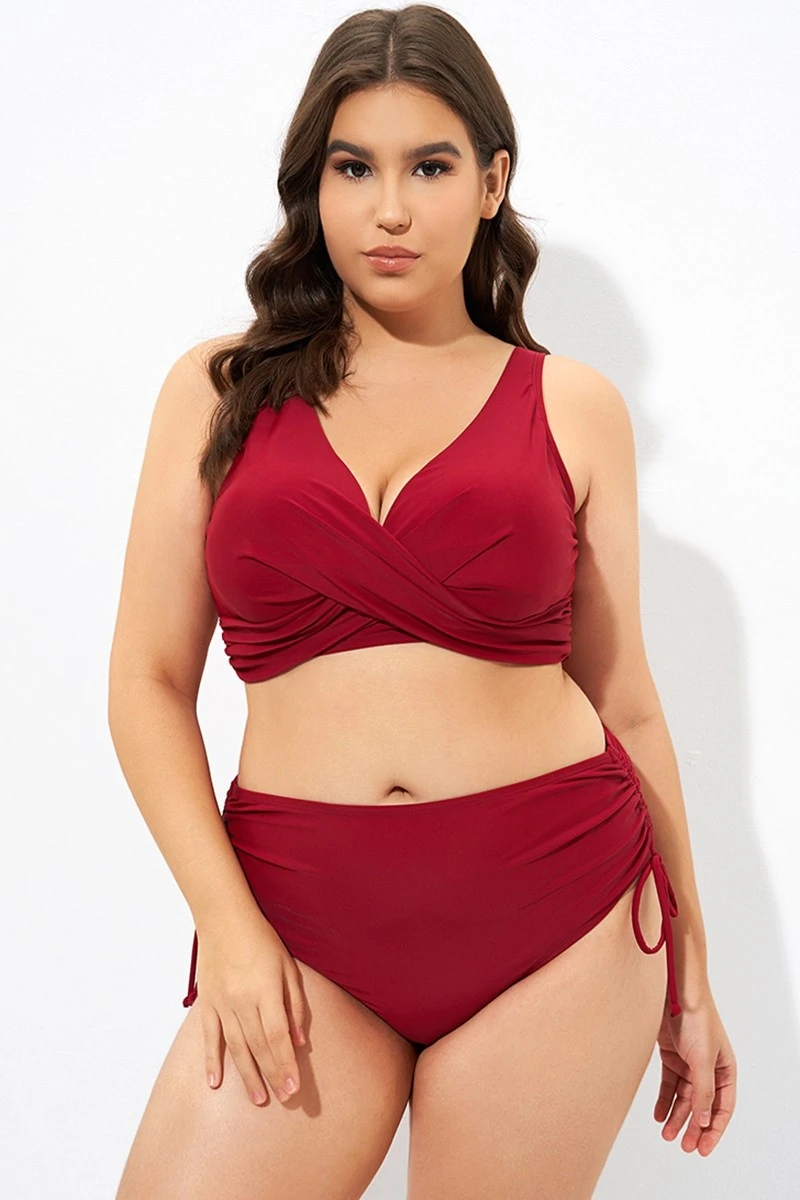 Red Twist Front Cross Back&Front Bikini Top 1 Red Twist Front Cross Back&Front Bikini Top