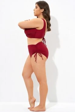 Red Drawstring Side High Waisted Bikini Bottom 9 Red Drawstring Side High Waisted Bikini Bottom -Trendy Bikini Set Sales Store dsc07338