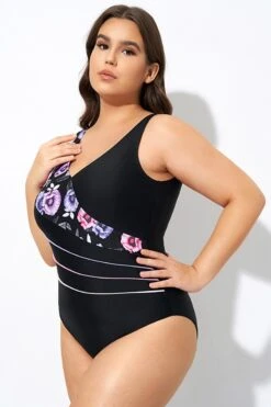 Black Flower Printed Women One Piece Swimsuit -Trendy Bikini Set Sales Store dsc07756