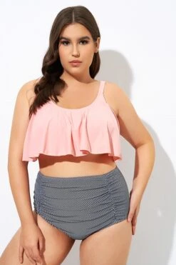 Womens High Waisted Falbala 2 Tiered Bikini Top -Trendy Bikini Set Sales Store dsc08937 1