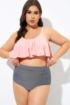 Womens High Waisted Falbala 2 Tiered Bikini Top -Trendy Bikini Set Sales Store dsc08938 1