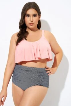 Womens High Waisted Falbala 2 Tiered Bikini Top -Trendy Bikini Set Sales Store dsc08939 1