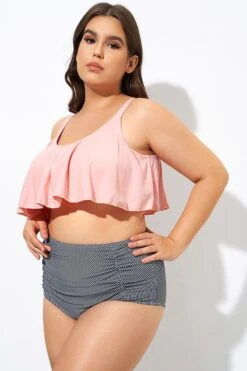 Womens High Waisted Falbala 2 Tiered Bikini Top -Trendy Bikini Set Sales Store dsc08969 1