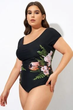 Black Mesh Flower Lady One Piece Swimsuit -Trendy Bikini Set Sales Store dsc09213