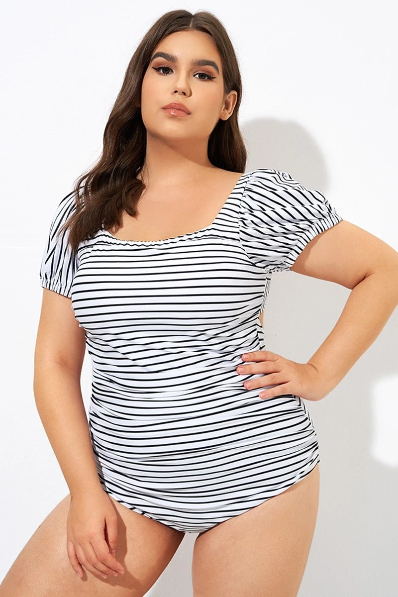 Vertical Stripes Ladder Back One Piece Swimsuit 3 Vertical Stripes Ladder Back One Piece Swimsuit - Image 3