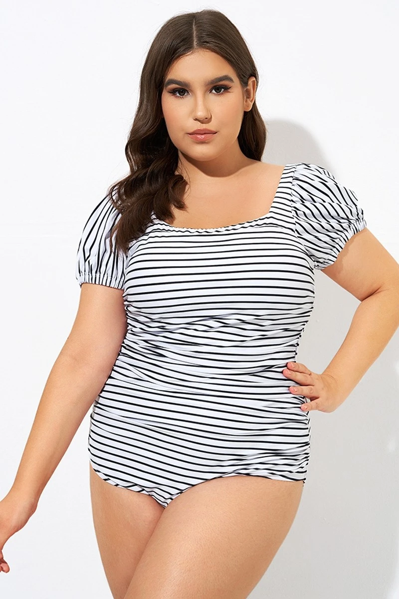 Vertical Stripes Ladder Back One Piece Swimsuit 4 Vertical Stripes Ladder Back One Piece Swimsuit - Image 4