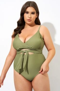 Green Cut Out Wrap One Piece Swimsuit 8 Green Cut Out Wrap One Piece Swimsuit -Trendy Bikini Set Sales Store dsc09813