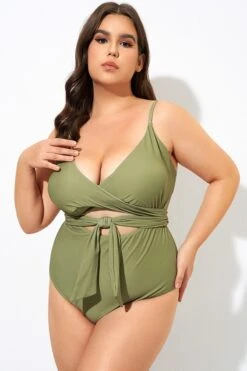 Green Cut Out Wrap One Piece Swimsuit 9 Green Cut Out Wrap One Piece Swimsuit -Trendy Bikini Set Sales Store dsc09824