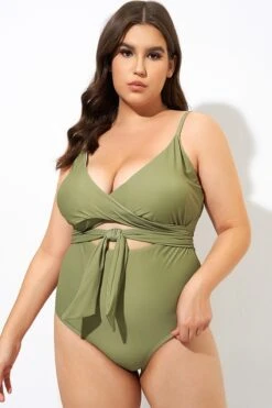 Green Cut Out Wrap One Piece Swimsuit 10 Green Cut Out Wrap One Piece Swimsuit -Trendy Bikini Set Sales Store dsc09836